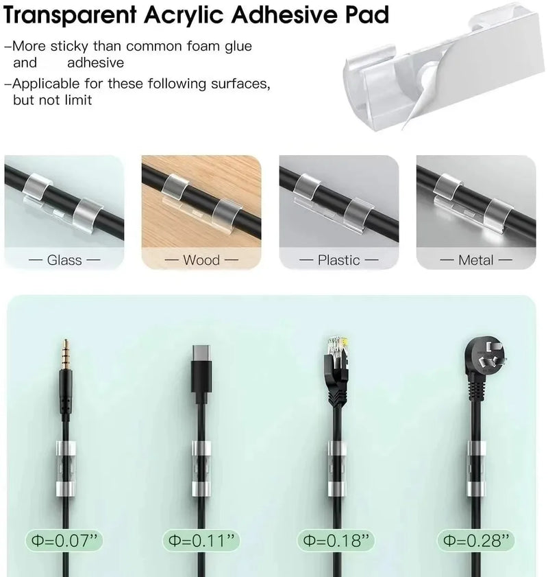 Desktop Cable Organizer with Adhesive Backing for Self-Adhesive Storage of Network Cables, Data Cables, and Fixed Wiring, a Magi