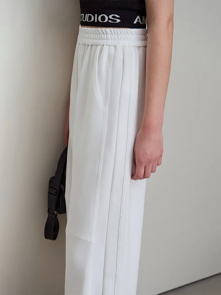 ខោជើងវែង AMII Minimalist សម្រាប់នារី រដូវស្លឹកឈើជ្រុះ ឆ្នាំ២០២៦ ថ្មី ចង្កេះយឺត រលុង ធម្មតា ងាយស្រួលប្រើ ខោវែងពណ៌ខ្មៅ 12521056