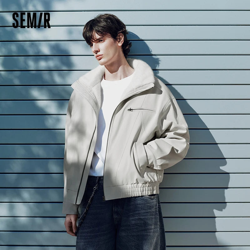 អាវក្រៅ Semir សម្រាប់បុរស កអាវក្រាស់ ស្ទីលទាន់សម័យ សម្លៀកបំពាក់ធ្វើការ 2026 ថ្មី រដូវរងា សម្លៀកបំពាក់ប្រចាំថ្ងៃ ស្ទីលទីក្រុង ធម្មតា អាកាសធាតុត្រជាក់ ស្រទាប់