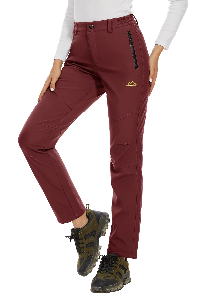 TACVASEN Women's Winter Ski Snow Softshell Fleece Lining Pants Hiking Trekking Mountain Trousers Cargo Warm Work Zipper Pockets