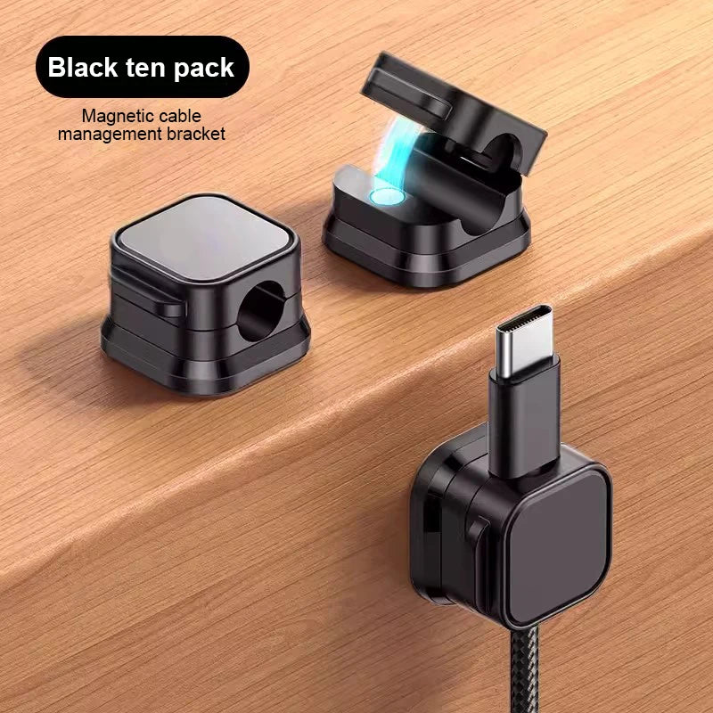 SEAMETAL 10pcs Magnetic Cable Clips Adjustable Cord Holder Self Adhesive Charging Cable Keeper Wire Clip for Car Home Office