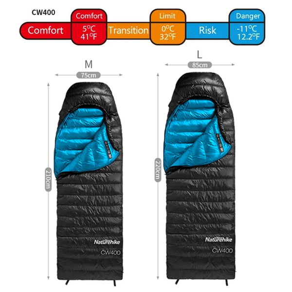 Naturehike Sleeping Bag CW400 Ultralight Thickened Duck Down Warm Winter Sleeping Bag Outdoor Travel Hiking Camping Sleeping Bag