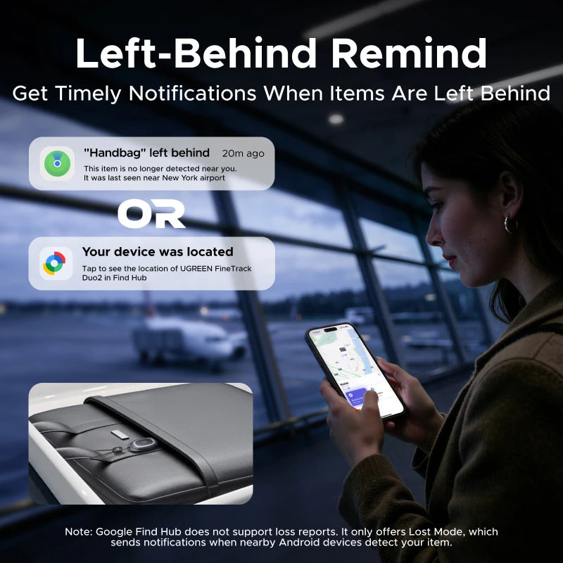 UGREEN Smart Item Tracker Work with Apple Find My & Google Find Hub Bluetooth Finder For iOS & Android C Charging Anti‑Lost Tag