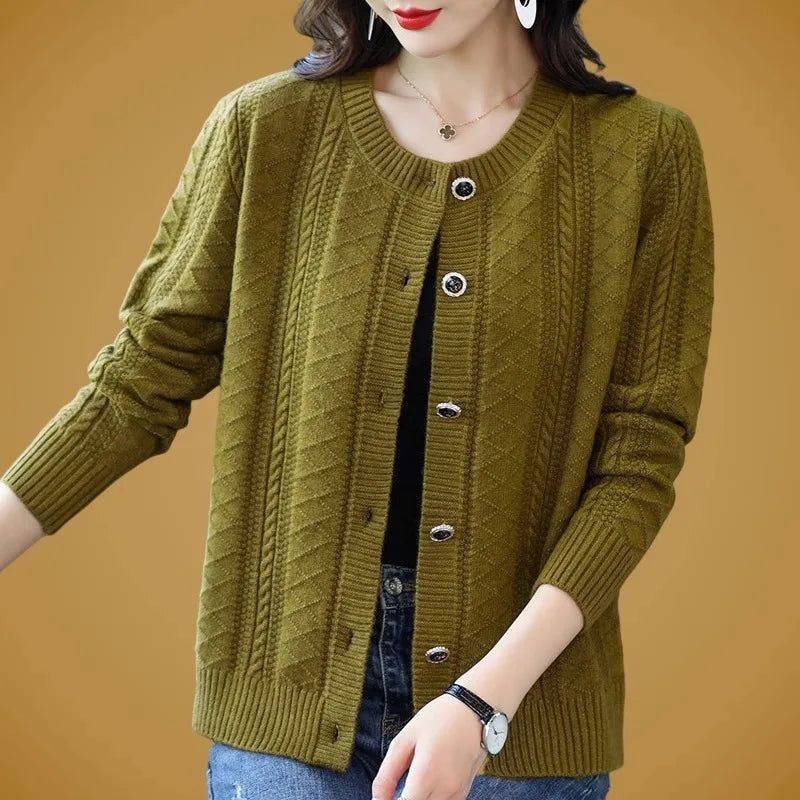 អាវក្រៅ Cardigan ម៉ូដសម្រាប់នារី អាវក្រៅឆ្នាំ២០២៥ អាវប៉ាក់ដៃវែងថ្មី អាវក្រៅប៊ូតុងចុះក្រោម អាវយឺតដៃវែងសម្រាប់នារី