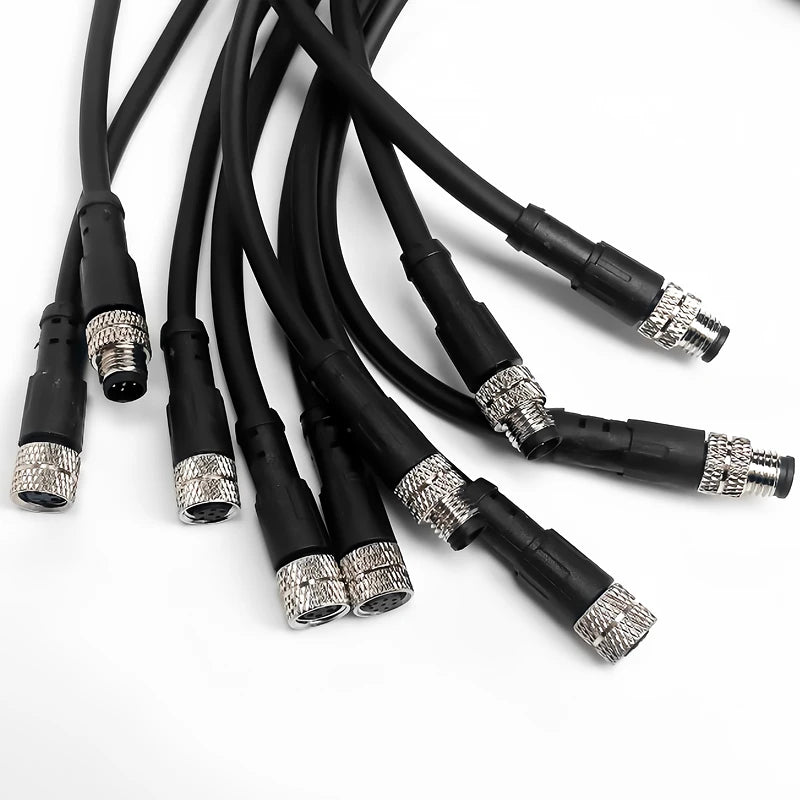 2Meters Waterproof M8 Sensor Connector, Male & Female 3/4/5/6/8 Pin, Integrated Injection Molding Industrial Cable Plug