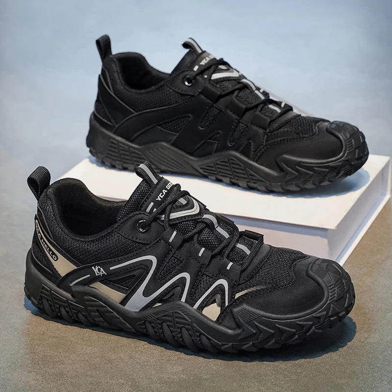 Men's mesh breathable casual hiking shoes four seasons light soft-sole comfort outdoor walking shoes fashion sports running shoe