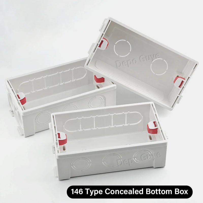 Wall-mounted internal mounting box, white wall wire bottom box, suitable for 146mm*86mm EU UK standard switches and sockets