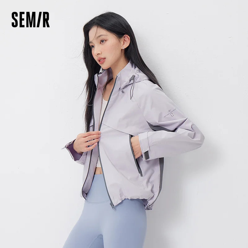 Semir Jacket For Woman Spring New Style Solid Color Loose Casual Top Waterproof Stain-Resistant Fashion Coat