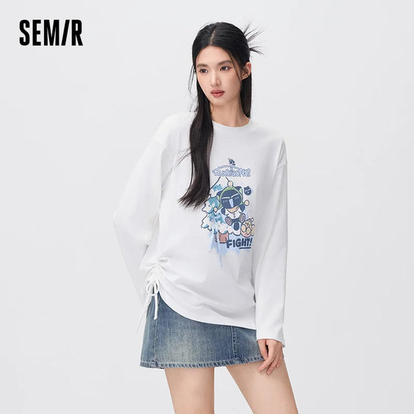 អាវយឺតប៉ាក់ Semir សម្រាប់នារី ប្រវែងមធ្យម រលុង សមល្អ មានខ្សែចង ឆ្នាំ២០២៦ សម្លៀកបំពាក់ប្រចាំថ្ងៃរដូវរងាថ្មី ស្ទីលទីក្រុង ធម្មតា អាកាសធាតុត្រជាក់
