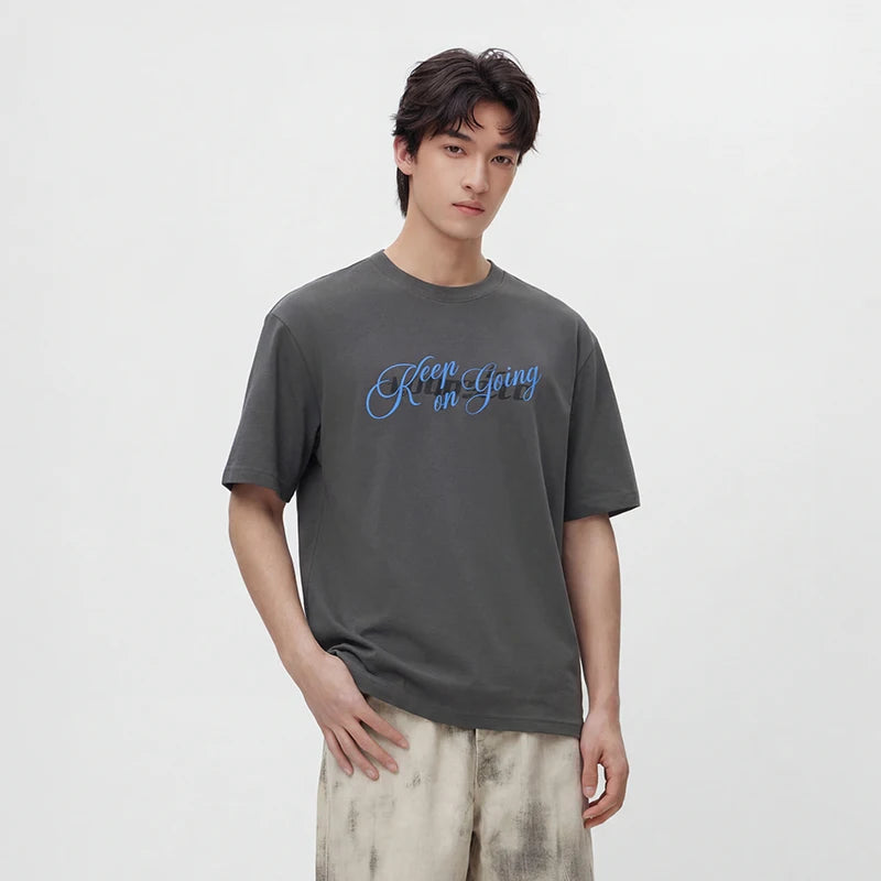 Semir Mens Tshirt 2026 Trendy Letter Printed Knitted Moisture Wicking Quick Dry Crew Neck Casual