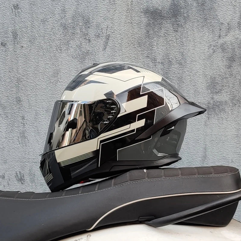 ORZ new motorcycle helmet full coverage racing helmet DOT approved personalized large tail wing