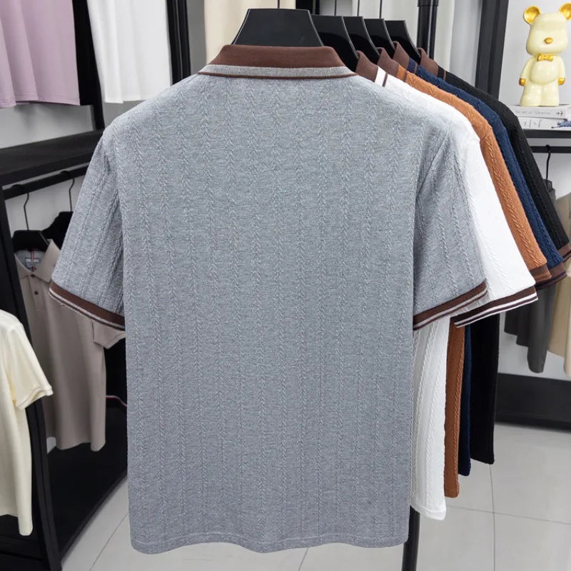 Men's Casual Knit Polo Shirt - Half Zip Lapel, Quick Dry & Soft Sport Polo for Camping/Fishing/Gym