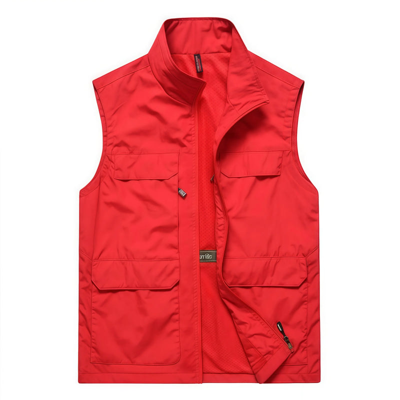 Men's Casual Multi-Pocket Jacket Summer Breathable Net Fishing and Photography Outerwear Business Advertising Vest