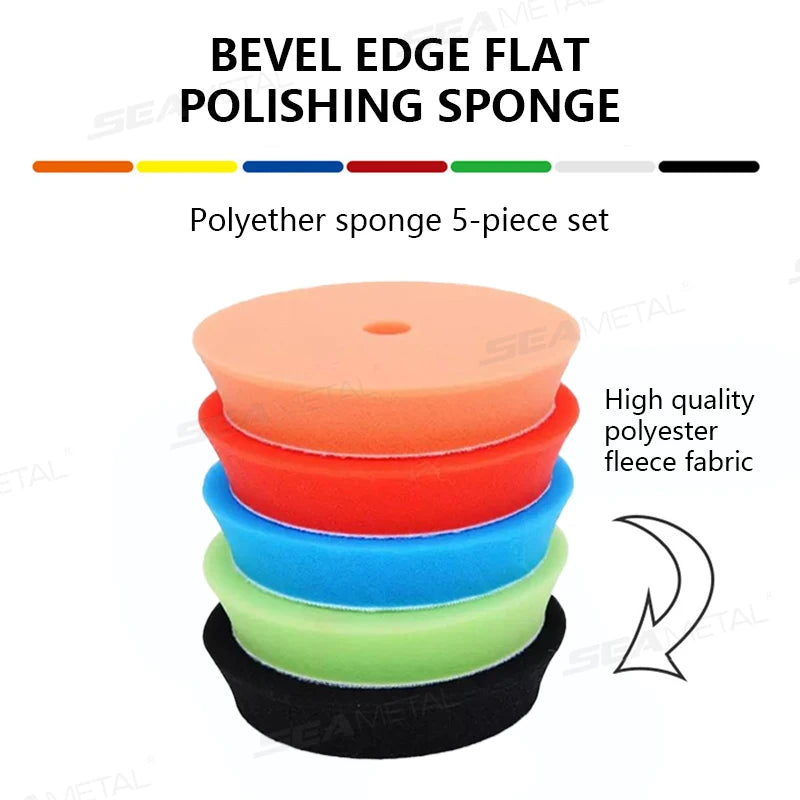 SEAMETAL 5pcs 5/6INCH Auto Detailing Pads Polishing Wheel Sponge Car Polisher Waxing Pads Set for Car Wax Applicator Discs