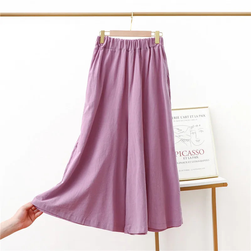 Spring Autumn Loose Wide Leg Pants Cotton Linen Home Wear Trousers New Sleeping Pajamas Pant Women Sleepwear Pantalon De Pijama