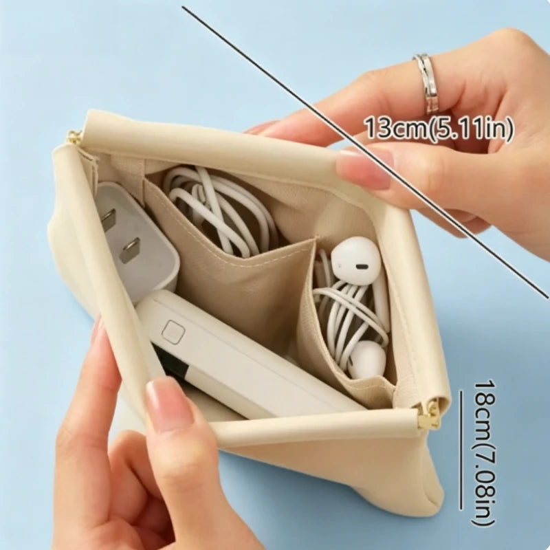 1pc Bullet Storage Bag with Automatic Closure,Wired Headphone Storage Bag,PU Coin Purse,Mini Portable Lipstick and Makeup Bag