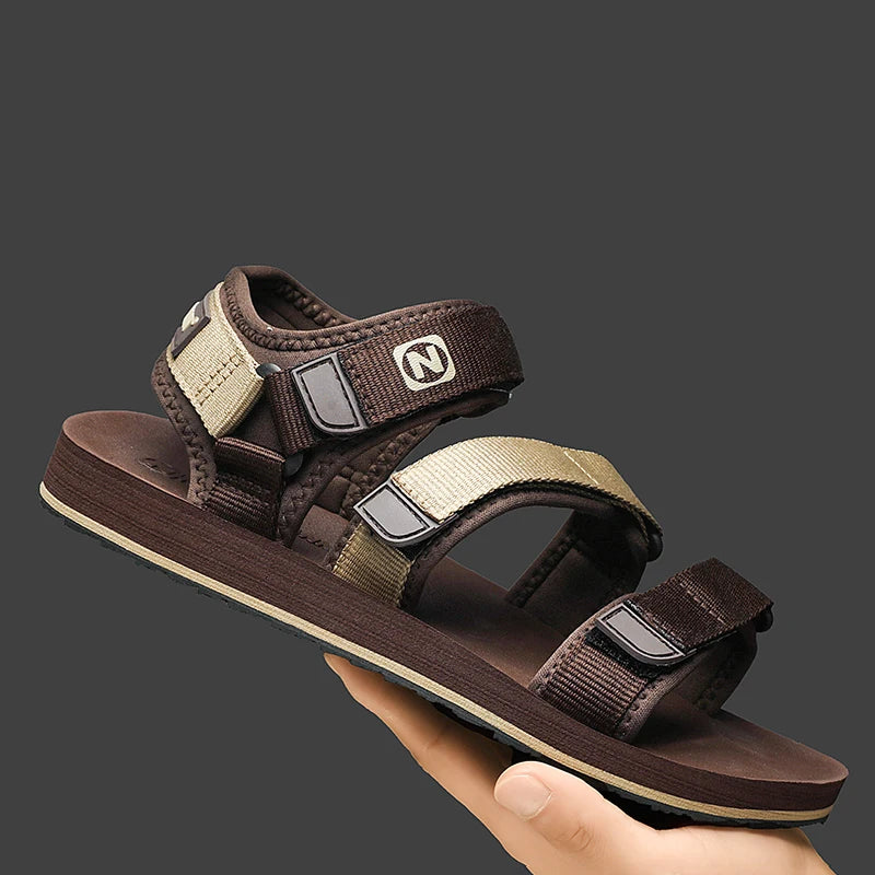 Mens Gladiator Sandals Adjustable Open Shoes Rome Style Summer Casual Flat Sandal Breathable Hook&Loop Plus Big Size 50 51 52