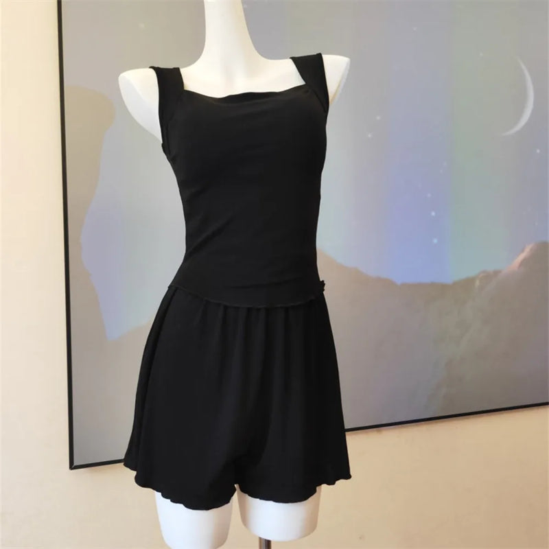 Modal Women Pajama Sets Pijama Sleepwear For Sleeping Lounge Wear Pure Color Sleeveless Nightwear Sets Female Casual Housewear