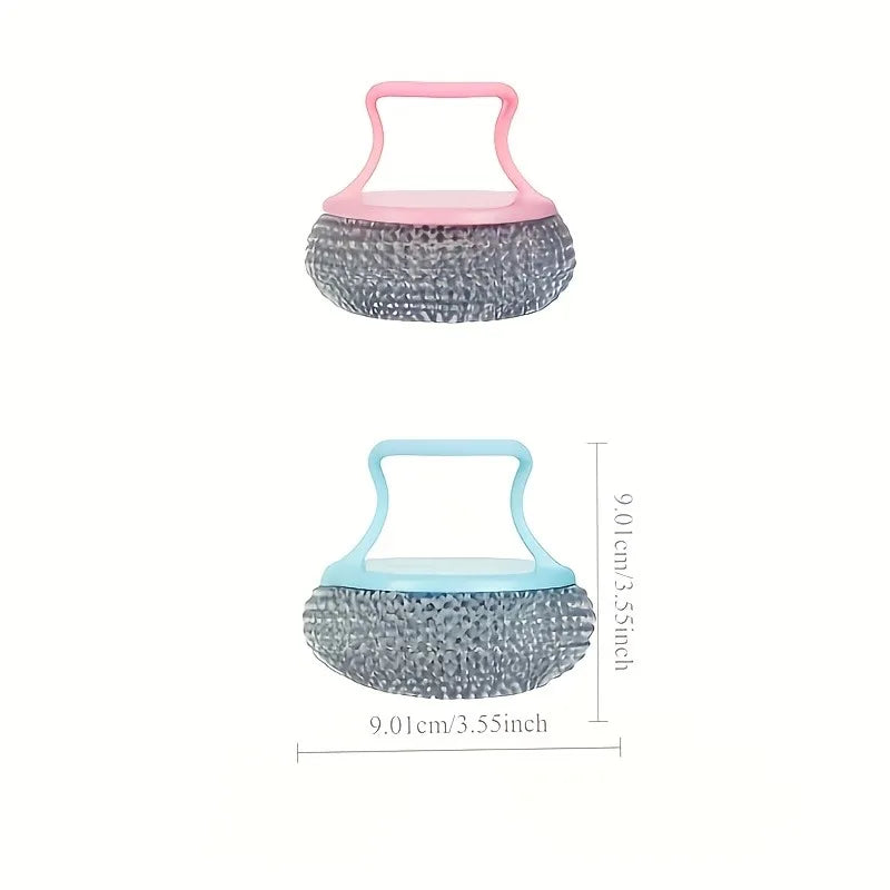 2pcs Stainless Steel Cleaning Ball BrushWire Cleaning Balls with Ergonomic Sponge Handles,Kitchen And Home Cleaning.