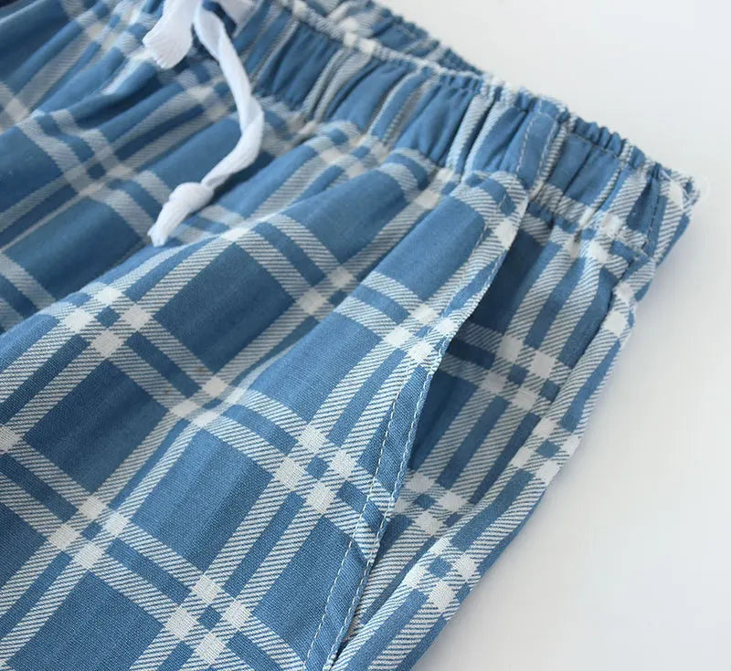 New Casual Women Sleepwear Pant Spring Autumn Cotton Pajamas Pants Plaid Couple's Home Wear Sleeping Trousers Men Pantalones