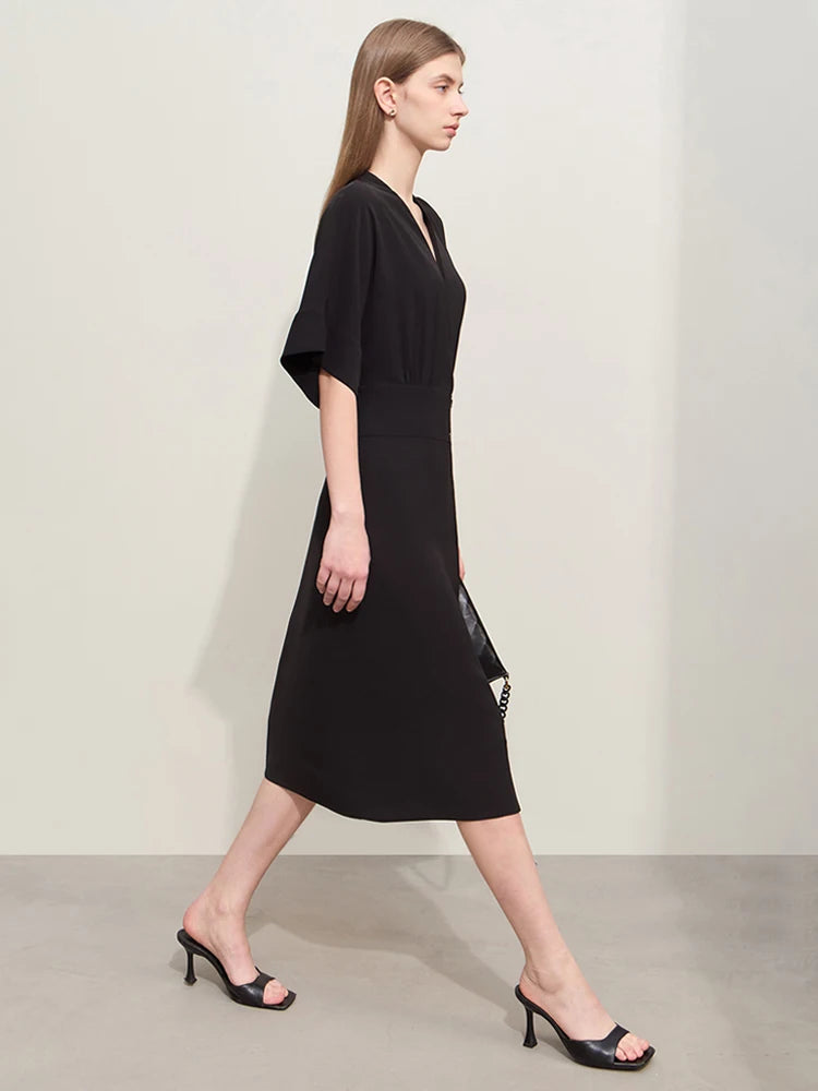 រ៉ូប Amii Minimalism 2024 សម្រាប់ស្ត្រីរដូវក្តៅថ្មីឆើតឆាយសម្រាប់ការធ្វើដំណើរទៅធ្វើការ ក V បែបបារាំង ចង្កេះស្ដើង រ៉ូបម៉ូដទាន់សម័យ 12442166