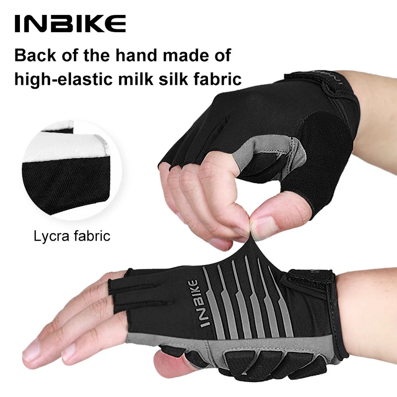 INBIKE Bike Gloves for Men Summer Half-Finger Cycling Gloves with Anti-Slip Shock-Absorbing Gel Pad Biking Bicycle Accessories