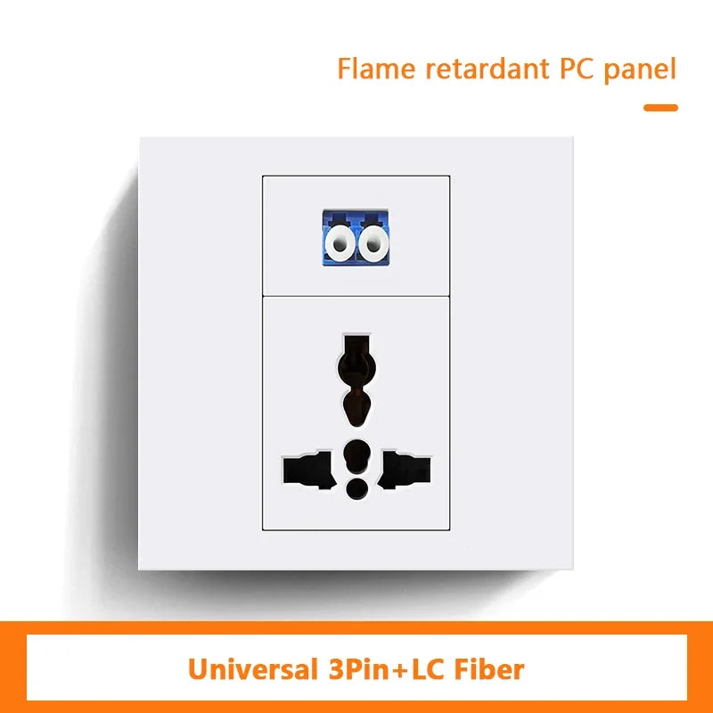 Universal 3-pin Wall Power Socket with Cat6 Network /HDML /USB Type-c/Fiber UK Wall PC Socket Intelligent Electrical Outlet plug