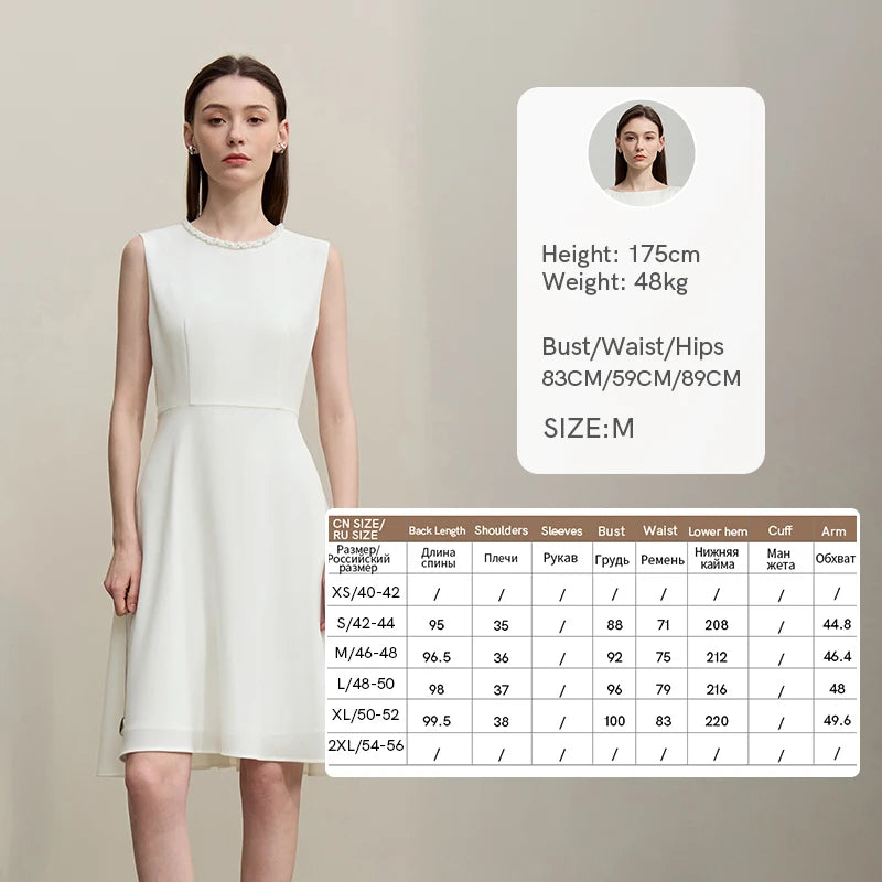 Amii Women's Elegant Sleeveless Dress Summer Casual Round Neck Waisted Slim Midi Dress 2026 New French Style Clothes 12642124