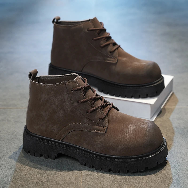 Men's Retro Thick-Sole Casual Shoes Four Seasons Soft-Sole Anti-Slip Light Outdoor Walking Shoes Fashion Joker Sports Tide Shoes