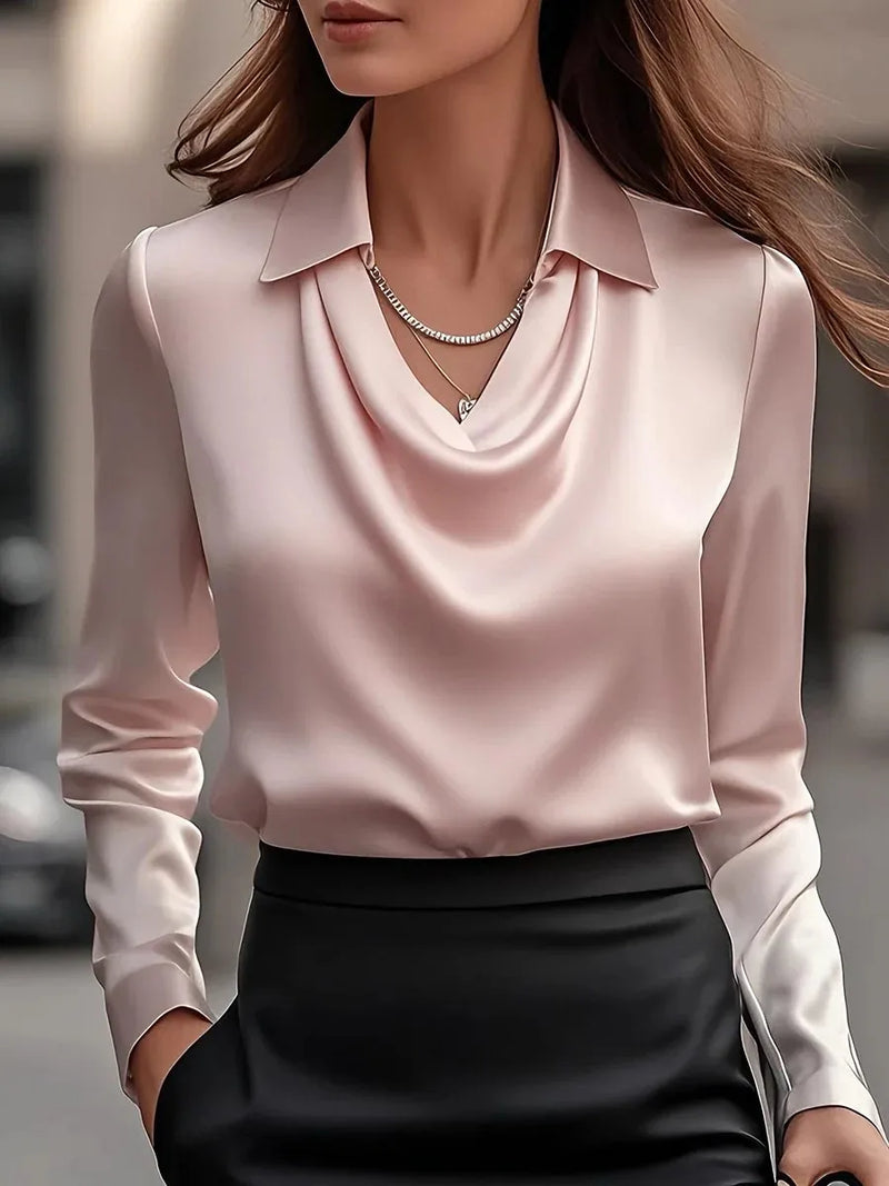 White Women Long-sleeved Pullover Shirts, Purple Commuter Square Neck Printed Shirt, Available in Gold, Blue, Black, Red.