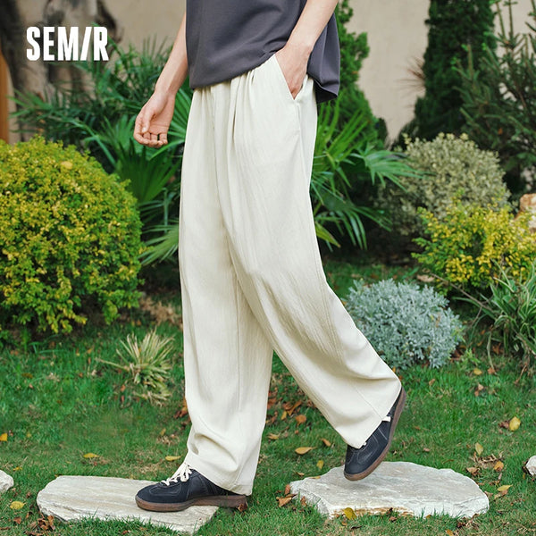 ខោបុរស Semir ធម្មតា មីក្រូ ជ្រួញ រាងអក្សរ A រលុង ផាសុកភាព ខ្ពស់ ស្លីម សម ជើងធំទូលាយ ម៉ូដរដូវក្តៅ ឆ្នាំ២០២៦