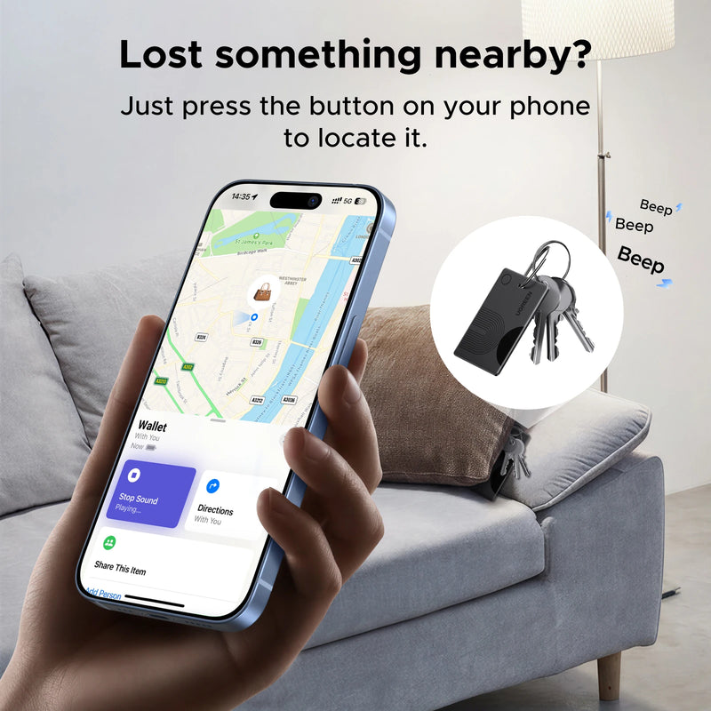 UGREEN Finder Slim 2 Global Tracker for Apple Find My, Official Certification, 7-Year Battery, Non-Rechargeable,Smart Tag