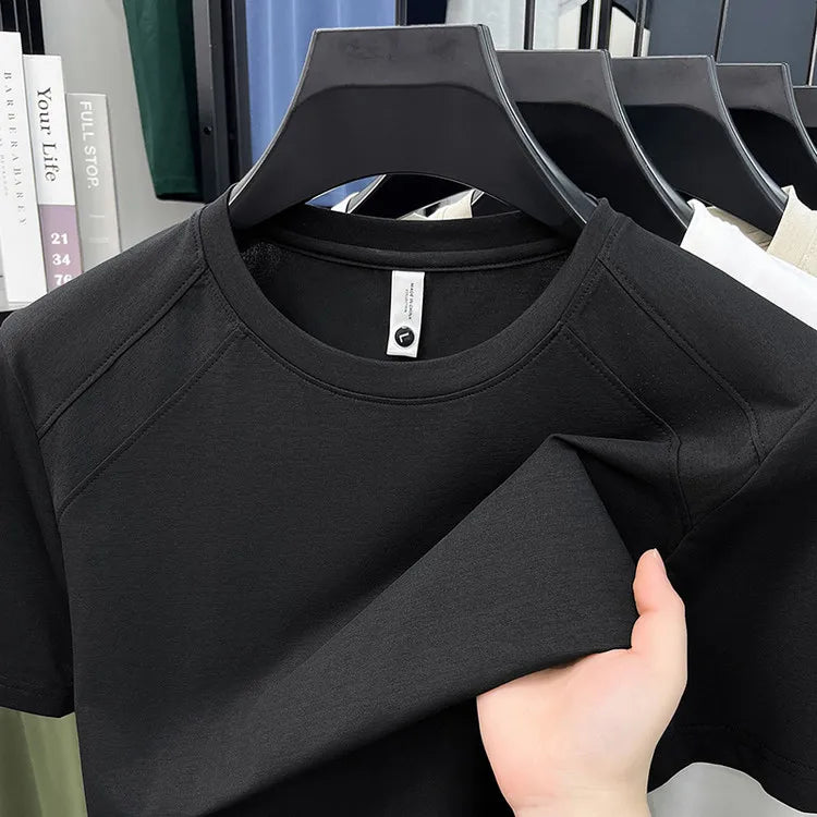 Quick-Dry T-Shirt with Laser Perforated & Mesh Panel Design, Crew Neck Short Sleeve, Breathable Antibacterial Cooling Casual