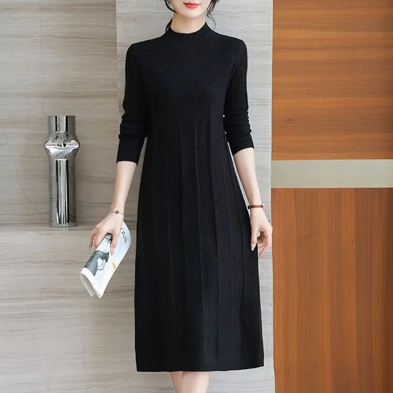 Knitting Sweaters & Jumpers Casual Spring Autumn Woolen Jersey For Women Basic Wear Pullover Female Long Dress Woolen Knitwear