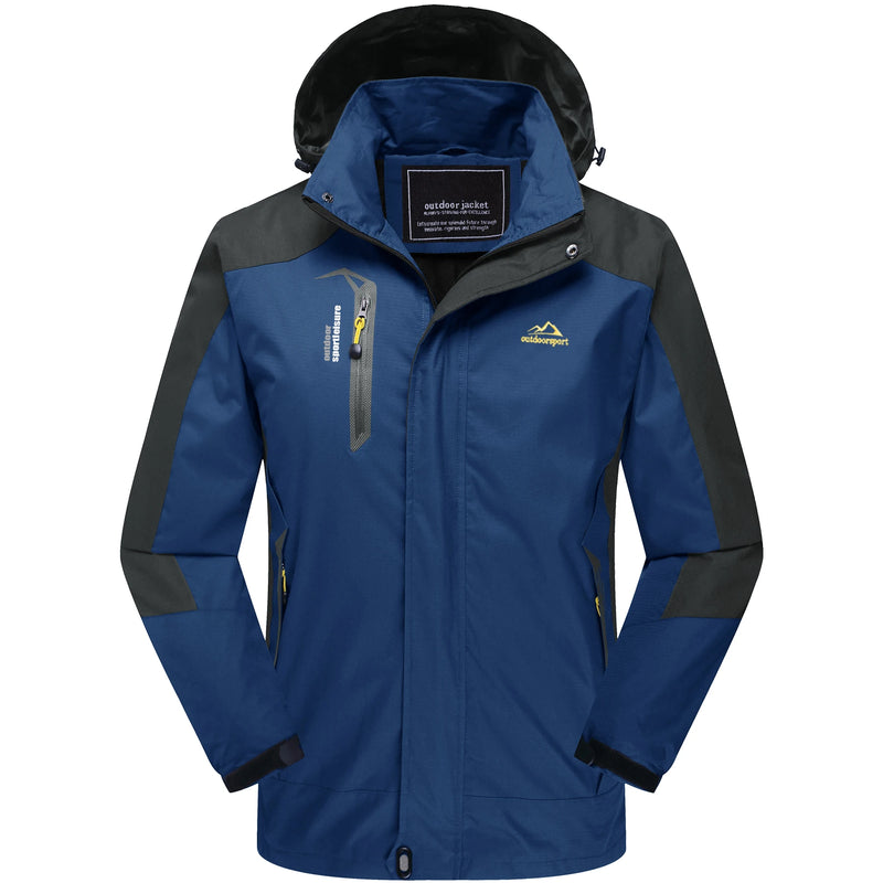 TACVASEN Outdoor Hiking Jacket Windbreaker Men's Hooded Trekking Coat Waterproof Mountain Work Outer Shell  Outwear with Pocket