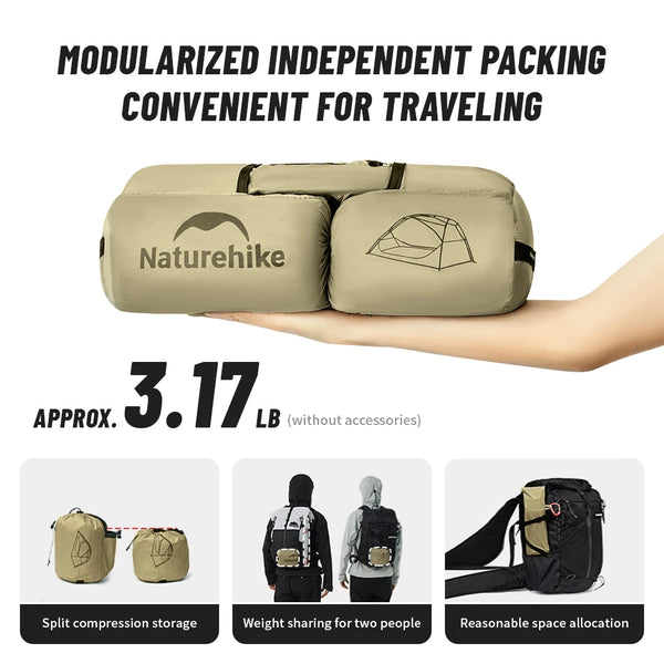 តង់ Naturehike Star River UL សម្រាប់មនុស្ស 2 នាក់ តង់បោះតង់ក្រៅផ្ទះ ស្រាលខ្លាំង តង់សម្រាប់ដើរលេង តង់ទំហំ 15D ធន់នឹងទឹក តង់សម្រាប់ធ្វើដំណើរឡើងភ្នំ