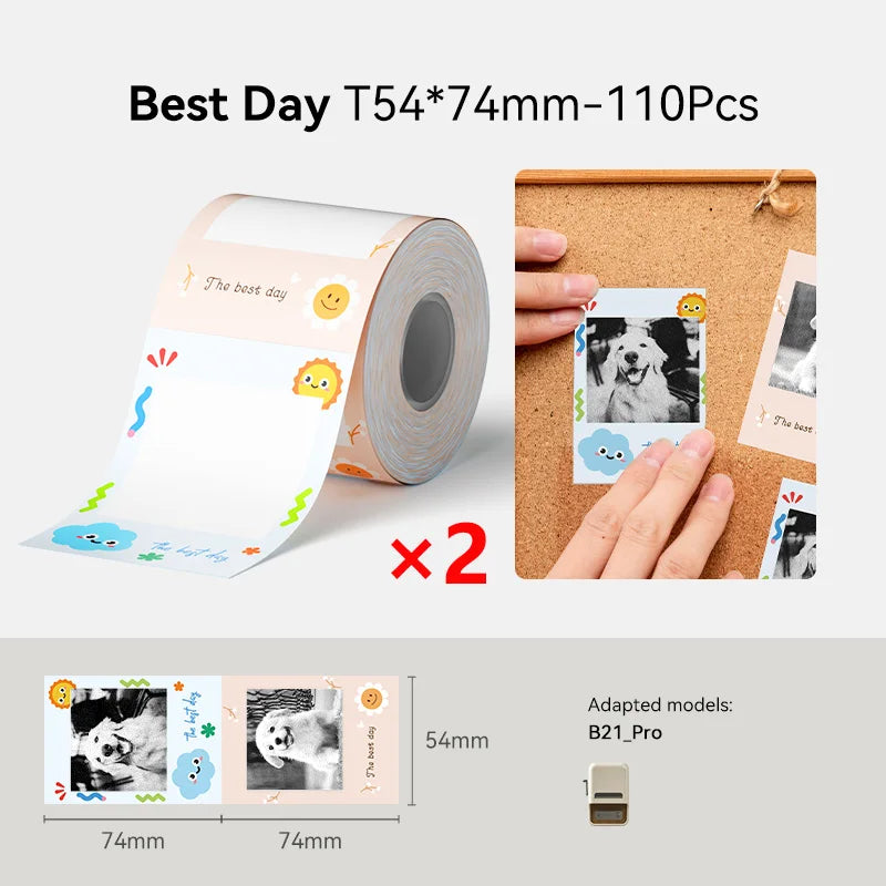NiiMbot 300 DPI B21 Pro Thermal Printer Cardboard Label High-definition Photo Printing Sticker Photo Paper With Adhesive Backing