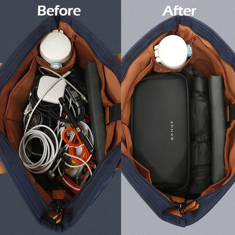 BANGE New Unisex Polyester Light Waterproof Digital USB Cable Storage Hand Bag, Electronics Travel Bag Organizer for Cable Case