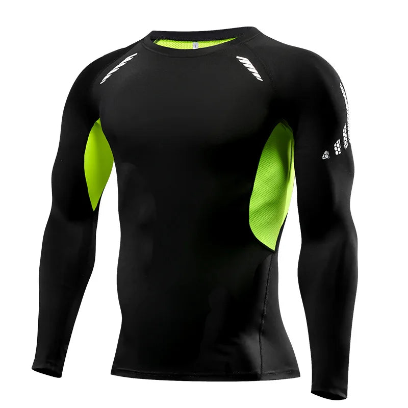 Men's Long Sleeve Compression T‑Shirt Quick Dry Moisture Wicking Fitness Tight Sport Top for Gym Running Jogging Training Sports
