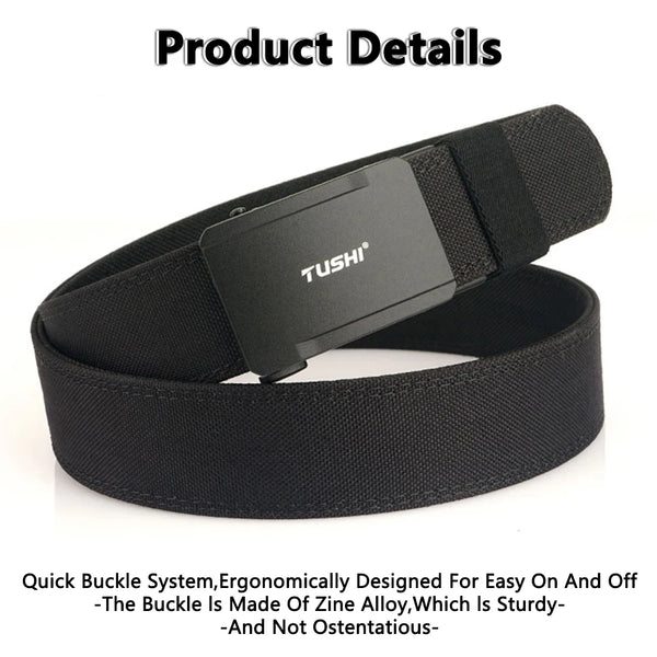 TUSHI New Hard Tactical Belt for Men Metal Automatic Buckle IPSC Gun Belt Nylon Military Belt Outdoor EDC Sports Girdle Male