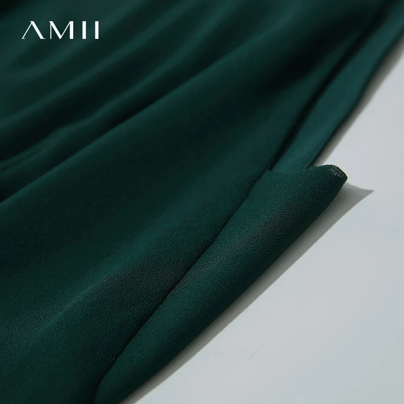 រ៉ូប AMII ស្រាល chiffon ខ្យល់ចេញចូលបាន រដូវក្តៅ ឆ្នាំ២០២៦ វិជ្ជាជីវៈការិយាល័យនារីដៃខ្លី រ៉ូបវែងរលុង ចង្កេះស្ដើង 12552023