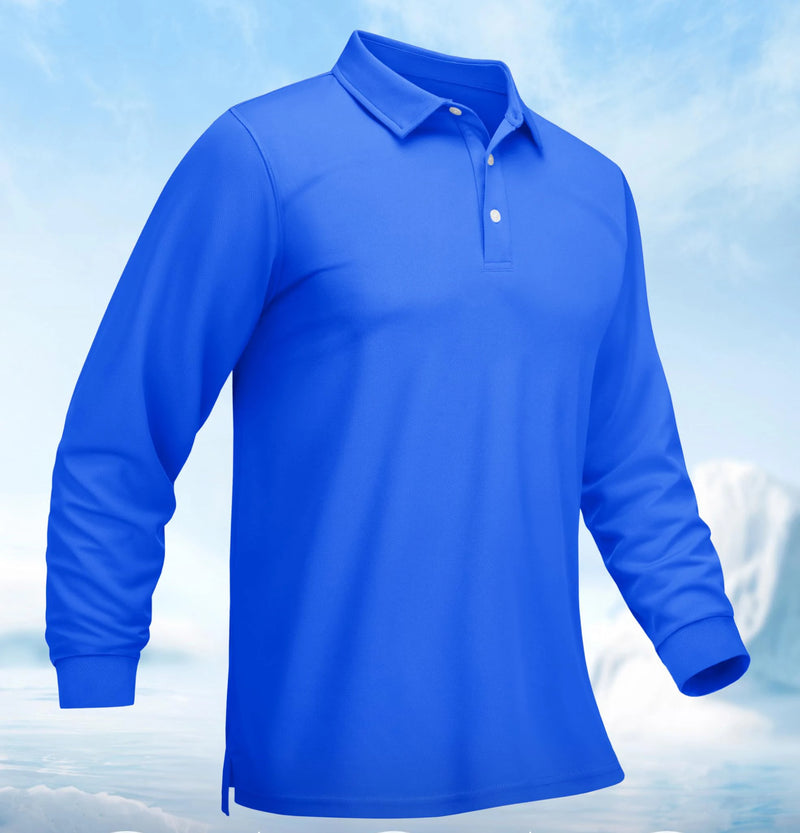 TACVASEN Men Sports Polo Shirts Quick Dry Golf T-shirts Breathable Work Shirts Casual Office Shirts Lightweight Top Long Sleeve