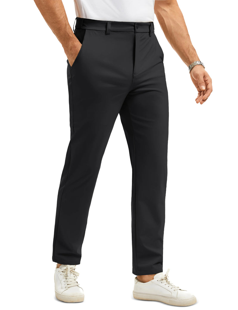 TACVASEN Men's Casual Pants Straight Legs Flat Front Trousers Waterproof Stretch Oil Stain Resistant Golf Lightweight Work Pants