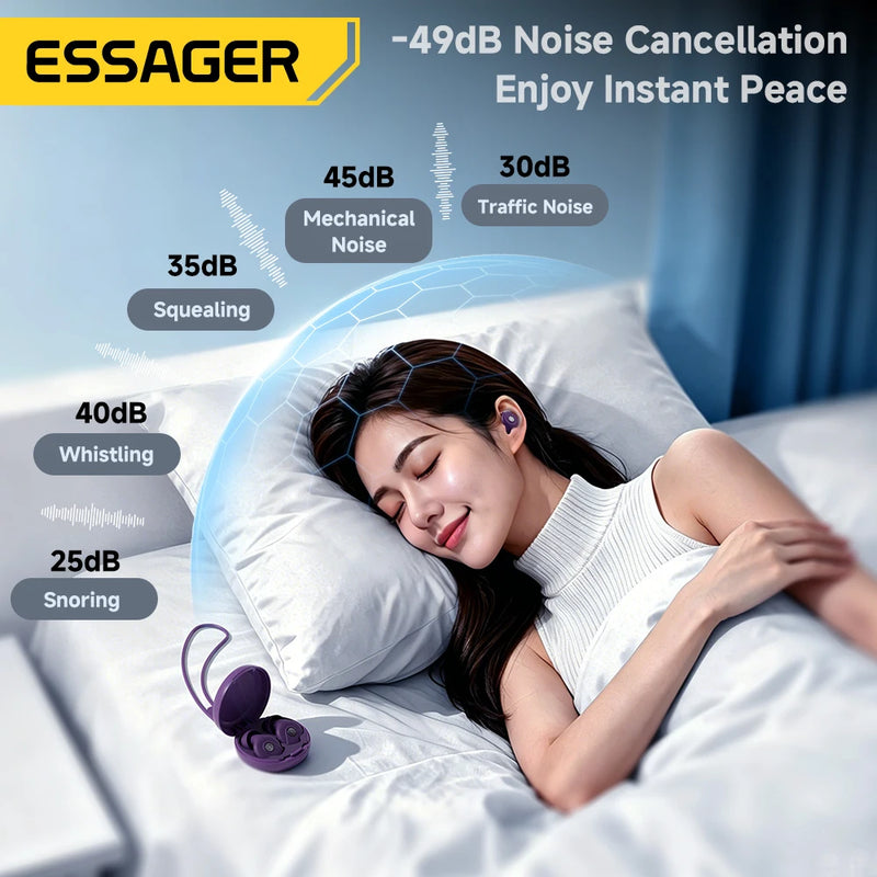 ឌុយការពារត្រចៀក Essager ការពារសំឡេងរំខាន 45-49dB ការពារការស្តាប់ ស៊ីលីកូនទន់ សម្រាប់ការគេង ការងារ ការសិក្សា ការធ្វើដំណើរ