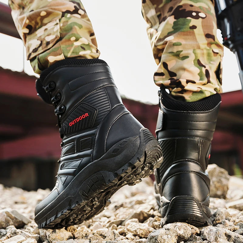 Men's Field Training Boots Four Season New Anti-Slip High Top Breathable lightweight Wear-Resistant Outdoor Hiking Walking Boots