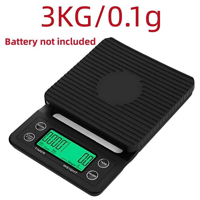3kg/0.1g 5kg/0.1g Digital Coffee Scale with Timer Portable Electronic Digital Kitchen Scale High Precision LCD Electronic Scales Black 3kg 0.1g