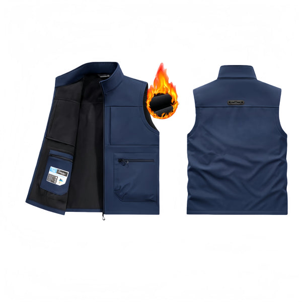 New Workwear Soft-Shell With Fleece Vest Multi-Pocket Outdoor Fishing Suit Vest Coat With Logo Printing Casual Men's Vest