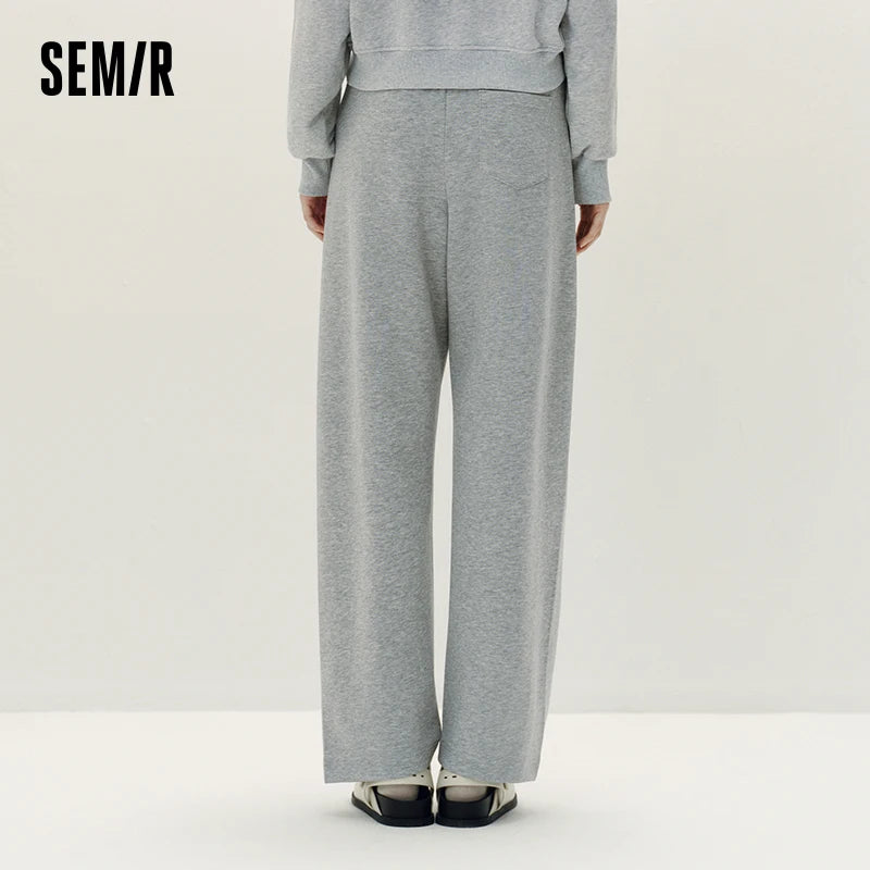 Semir Women Loose Pants Contrast Curved Barrel Leg Loose Sport Style Casual Autumn Trousers Urban Daily Wear 2026