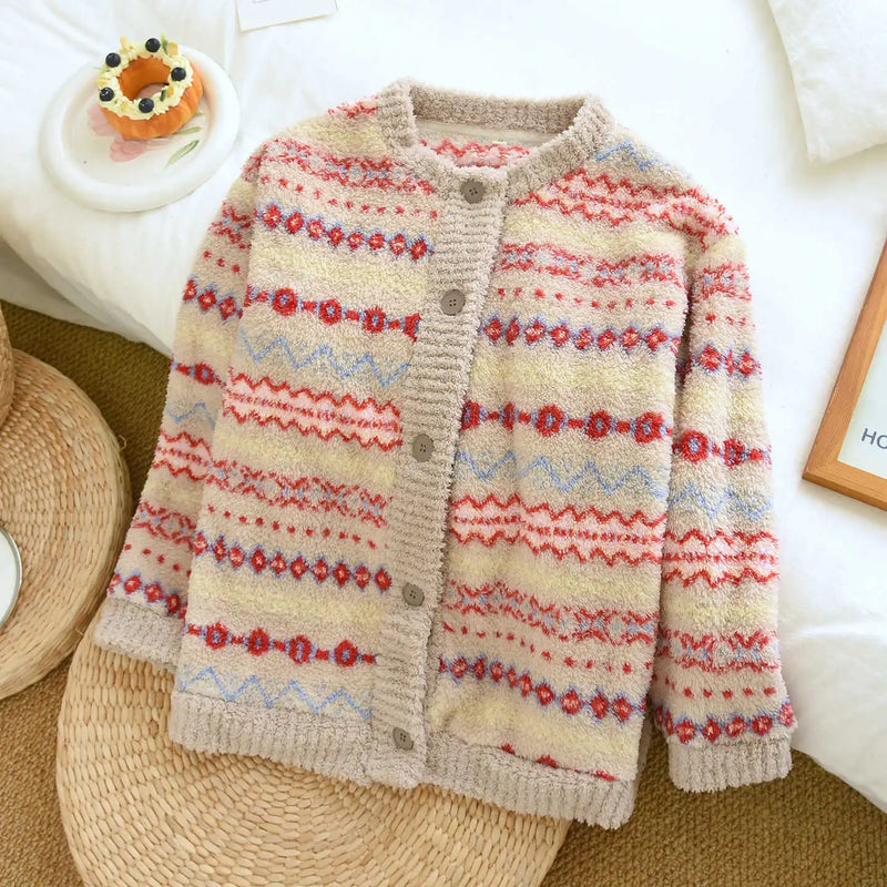 Flannel Thicken Warm Winter Sleepwear for Sleeping Women's Pajamas Home Wear Pyjama New Long Sleeve Pajama Top Print Nightwear
