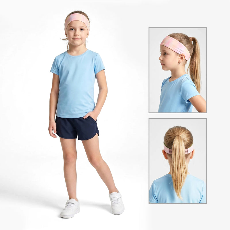 WRELS Kids Headband Sweatband Mesh Breathable Reflective Hair Band Elastic Ultralight Boys Girls Running Sports Headband